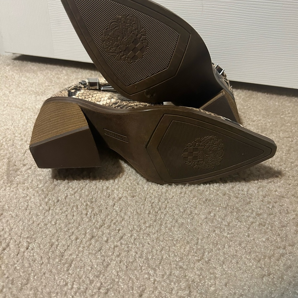 Vince Camuto Gidgey Stacked Heel Python Ankle Booties - Picture 7 of 9